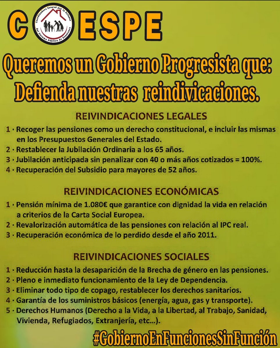 #GobiernoEnFuncionesSinFuncion
Queremos un Gobierno Progresista que defienda nuestras  reindivicaciones.