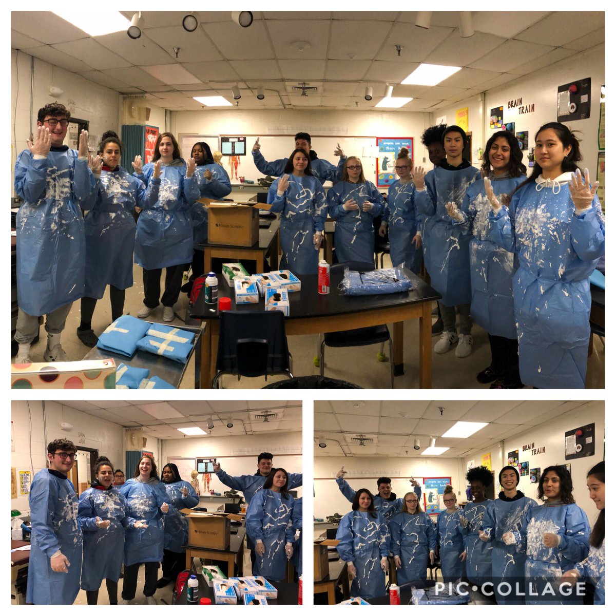 Reviewing infection using gowns, gloves ... and a little shaving cream!   #fcpscte #fcpsctc