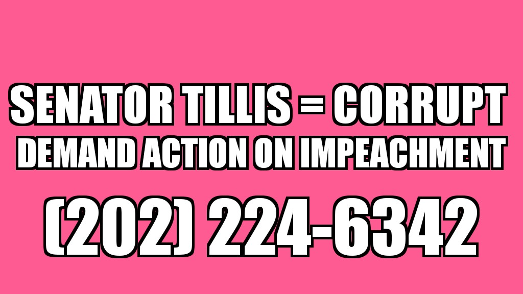 CallTillis's tweet photo. @ThomTillis @PatMcCroryNC @realDonaldTrump The strike against Iran was an obvious attempt to distract from Trump's impeachment for corruption.
#CallTillis to demand a fair trial in the Senate.
Don't take your eye off the ball. The president is a criminal. https://t.co/ER0JosvfIp
