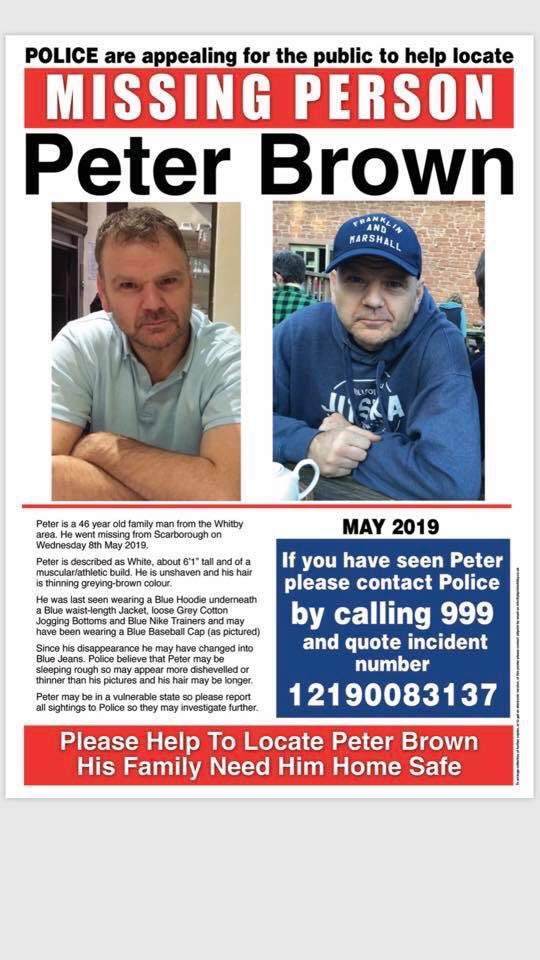 #findpetebrown 
Awareness hour for Pete Brown 

Let’s get Pete home to his family and friends... please retweet this, it’ll only take you a second and you might be sharing with that ONE person who is the link to getting Pete home 

<a href="/jameelajamil/">❤️ Jameela Jamil ❤️ She/Her ❤️</a> <a href="/LadyNadiaEssex/">Nadia Essex</a> <a href="/hotpatooties/">Hotpatooties</a>