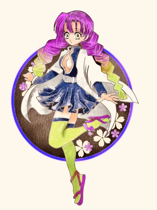 春流さんがTwitterに投稿した甘露寺蜜璃(鬼滅の刃)のイラスト。
