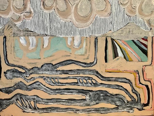 Acrylic on canvas from 2017. This was right before I started incorporating fibers and weaving into my work. It’s interesting to look back and see that I was trying to accomplish a “woven” look by etching into the paint. 
During this time I was starting t… ift.tt/37y3wsC