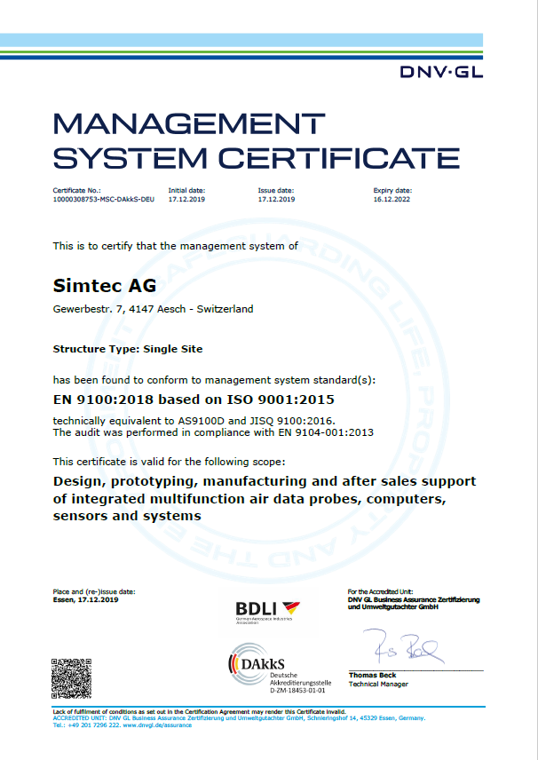 swissairdata's tweet photo. Simtec AG is pleased to announce it has successful passed certification according to EN9100/AS9100, a widely adopted quality management standard for the aviation, space and defence industry. https://t.co/lxtmi4NHdy