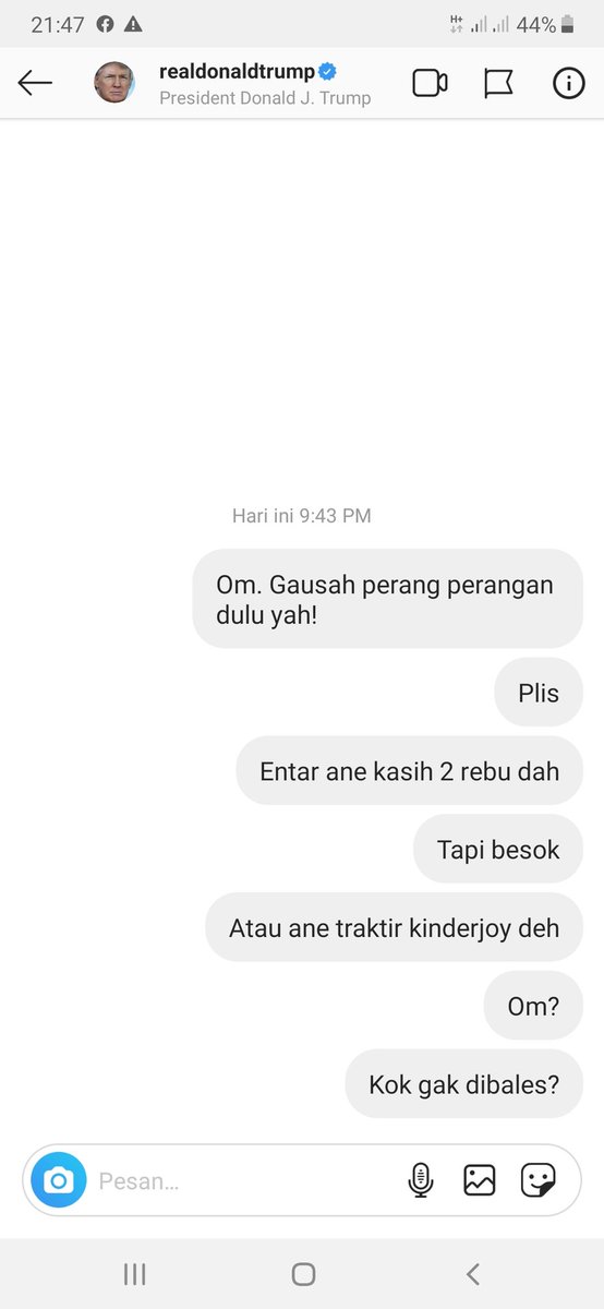 kamil_faqih's tweet photo. @akucphayo Gausah kuatir. @realDonaldTrump udah ane bujuk

#WorldWarThree #WWIII #WorldWarIII https://t.co/i46v2YU2R4