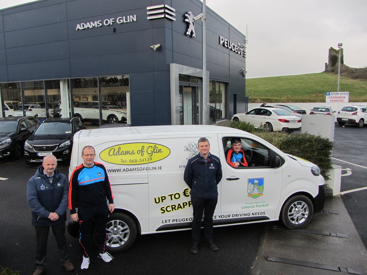 LmkFootballers's tweet photo. A massive thanks to Adams of Glin for their unwavering sponsorship of our senior footballers 201 Peugeot kit van. Its the 15th consecutive season that Adams of Glin have being driving Limerick Football. Please support @adamsofglin whenever you get the opportunity. https://t.co/E1H5L04yEr