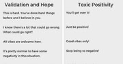 emschmitt's tweet photo. A helpful chart to explain the difference between support and 'toxic positivity.’ I like the concept of #toxic #positivity. I felt this awkwardness during my career without being able to name it! https://t.co/n9JMX4C13k https://t.co/Wo0o4B4zxX