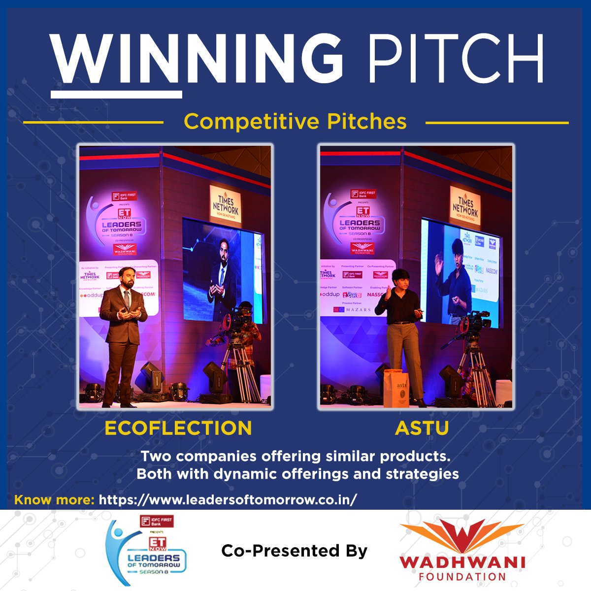 We came across two competitive pitches, offering products in the similar category. What would be your USP in such situation?

@LOT_ETNow 

#WinningPitch #WadhwaniFoundation #CompetitivePitch #EcofriendlyStartup #StartUp