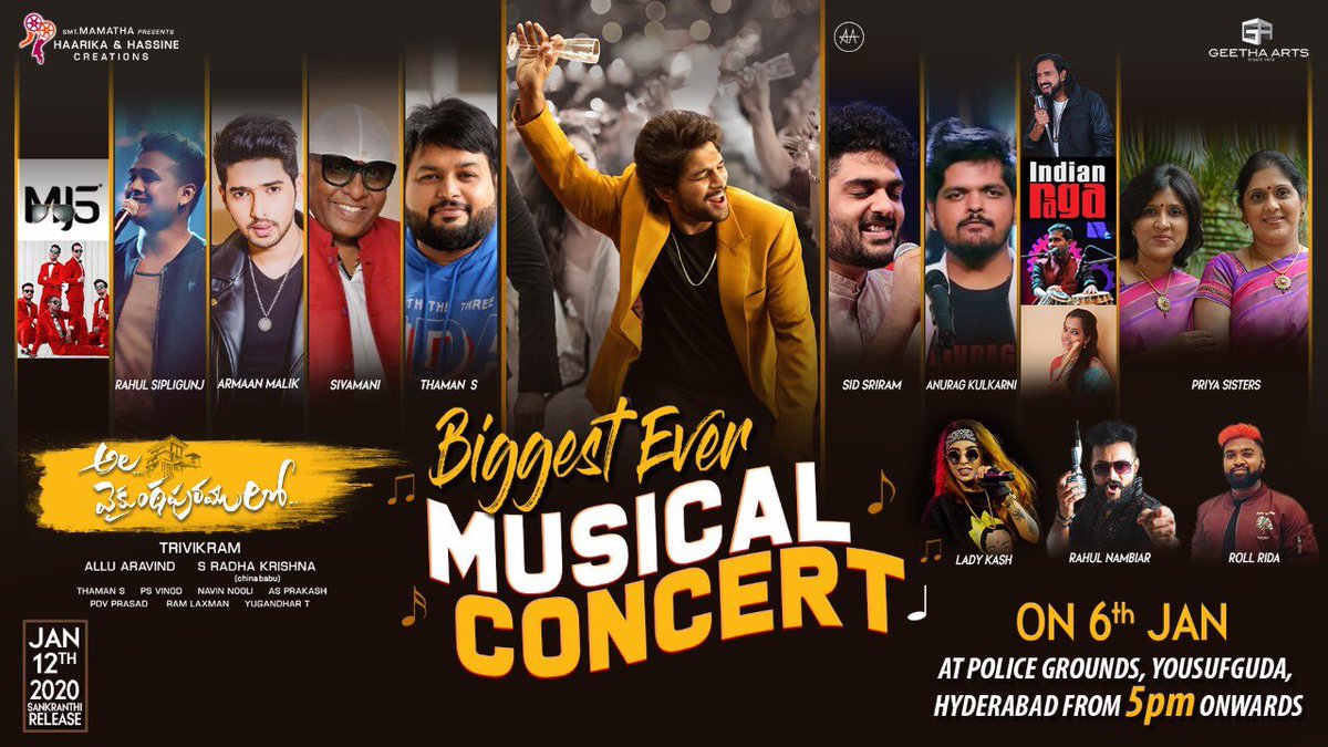 Bunny 3v Navdeep Sunil Rahul Sid 🔥🔥🔥
Inka chief guests enduku ra bokkaa.. 
#AlaVaikunthapurramuloo 
#AVPLMusicalConcertOnJan6th