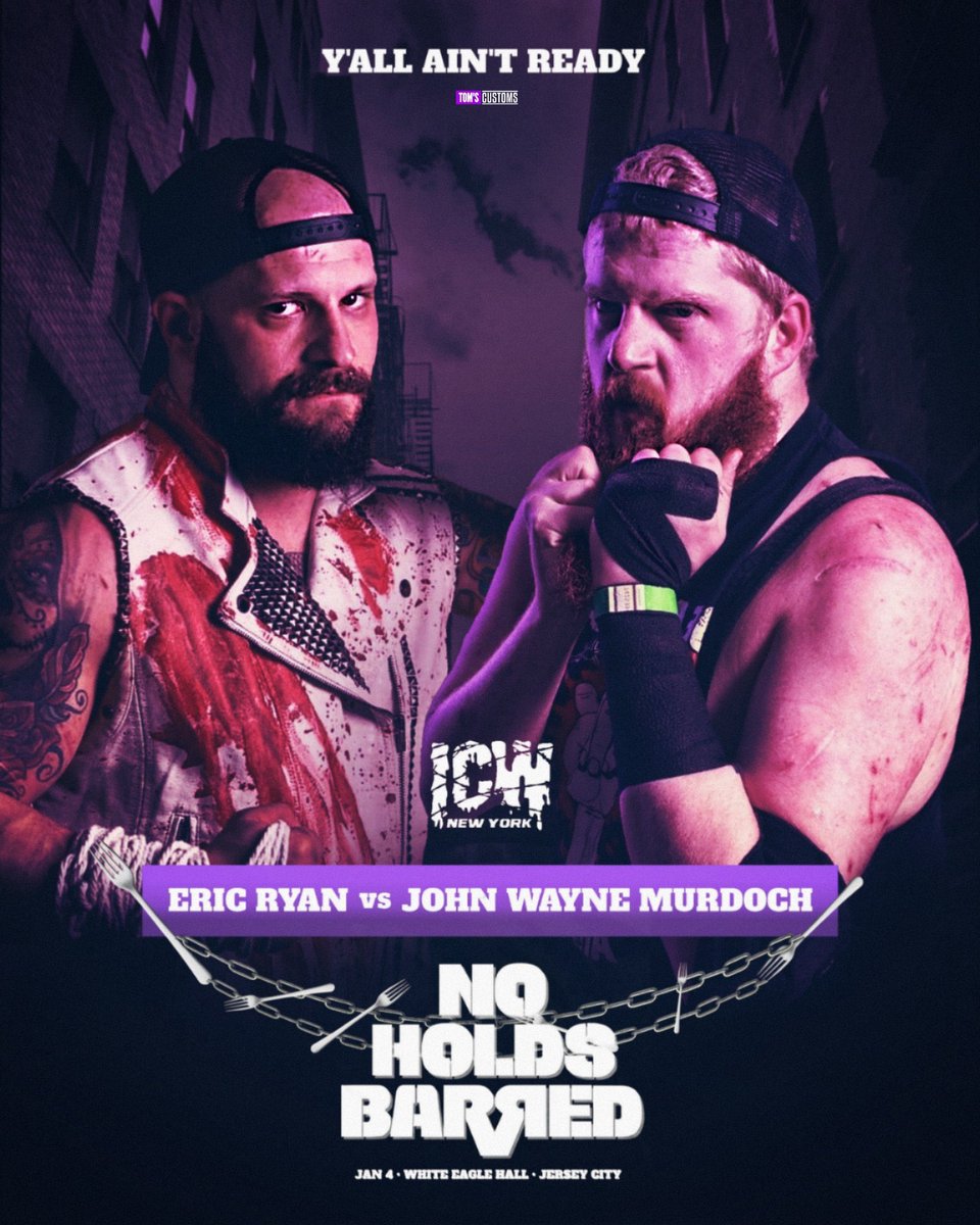 blklkp's tweet photo. This shit bout to be a fuckin movie
#NoHoldsBarred #ICWPresents #2NIGHT #StreamedLive #IWTV #EricRyan #JohnWayneMurdoch #TheKingNickGage #TessaBlanchard #TheNotorious187HOMICIDE #TheHipsterHearthrobCasanovaValentine #NoSubmissions #NODQ #NORules #MasashiTakeda #LowKi #KillerKross https://t.co/KOD7eLb8Vw