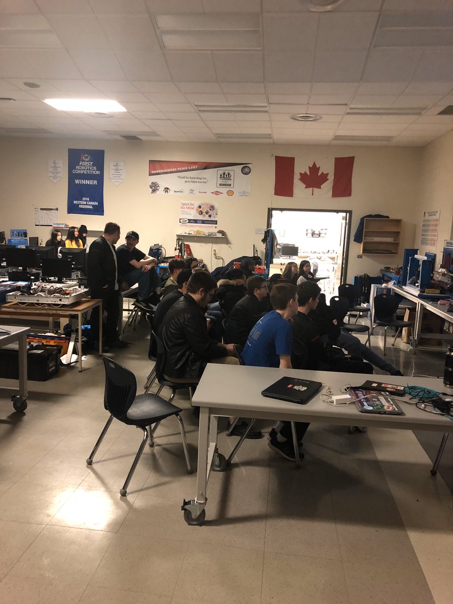 TomMacIsaac2's tweet photo. Early morning!! #frc #fmcsd #trapperpride #ymm teams 5697 & 4625 and media team waiting and very excited for this seasons game reveal! #syncrude #spartancontrols #acden live stream on firstinpires, tune in!! https://t.co/iH7N6taFzj