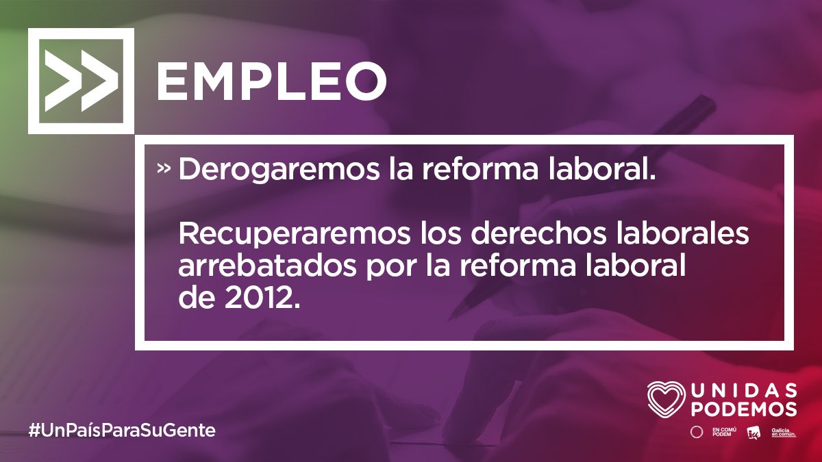 iurioja's tweet photo. Un país con sus trabajadores y trabajadoras: Derogar la reforma laboral e impulso de un nuevo estatuto de los trabajadores. #UnPaísParaSuGente. https://t.co/WRFG0U2WpC