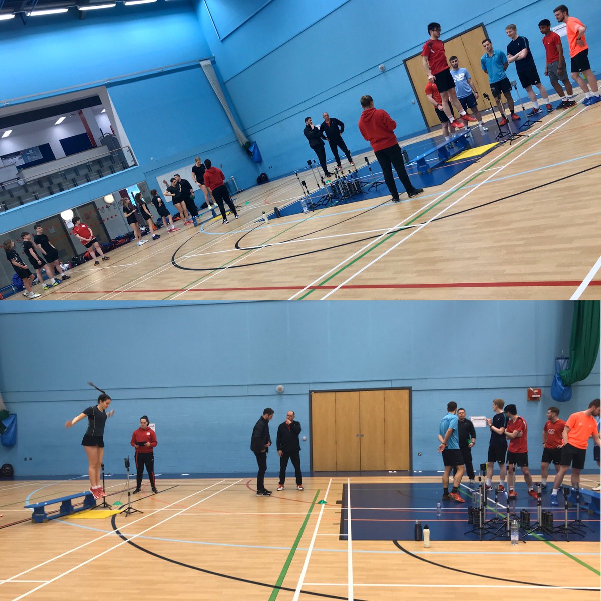 BadmintonWales's tweet photo. Great start to 2020 with our first National Squad Camp of the year! 🏴󠁧󠁢󠁷󠁬󠁳󠁿 🏸 
The morning was spent fitness testing @uswsport, followed by a busy afternoon on court. Roll on day 2 👊
#timetorise #badminton #badmintonwales #nationalsquad  #trainingcamp https://t.co/YKldz6feAC