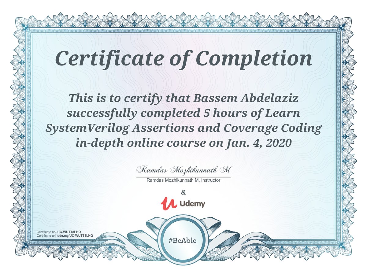 Skmarkelov's tweet photo. #SystemVerilog #Assertions and Coverage #Coding in-depth
#SoC #Verilog #VLSI #ASIC #Semiconductor #SemiCon #SemiEDA #Electronics #Embedded #Hardware #Design #HDL #FPGA #Technology #Performance #IC #MPU #System_on_Chip #Architecture #Udemy #ELearning #Online_Courses #Certification https://t.co/6kYktPzgbE
