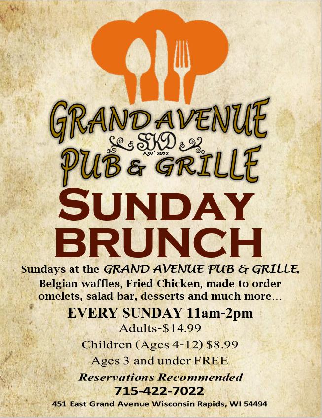 HotelMead's tweet photo. Join us every Sunday for our Delicious and Popular Brunch in The Grand Avenue Pub and Grille from 11am - 2pm.  Located inside of the Hotel Mead. 
Call (715) 422-7022 to make reservations.

https://t.co/XbhsxjeDsJ
https://t.co/Vfbrpuo4AZ https://t.co/rPxtxZYWMM