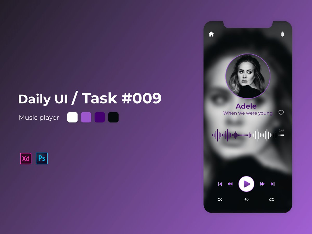 Maryemkhatab's tweet photo. Daily UI Challenge Task 009
music player for mobile ...
#DailyUI #uiux #ux #uxdesign #daily #design #Icon #app #ios #Android #009 #Profile #settingpage #webapp #uidesign #404page #Webdesign #musicapp #play #design #designthinking #darktheme https://t.co/ZhtRWlL5yj