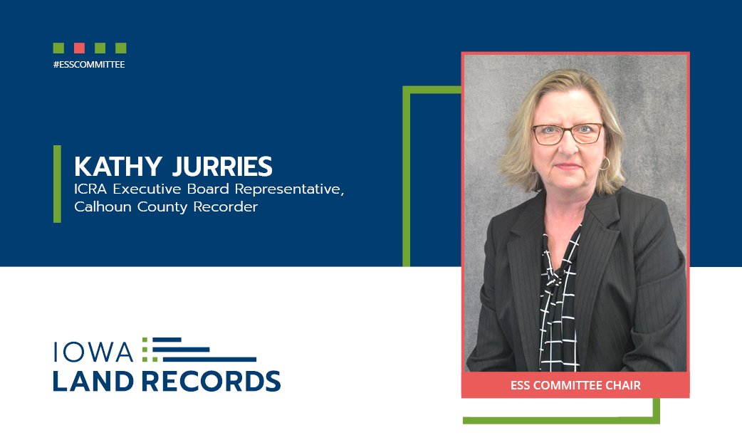 IowaLandRecords's tweet photo. Sending a #shoutout this Saturday to #ESSCommittee Chair Kathy Jurries. The ESS Committee establishes policy, oversees financial management and ensures success of the Electronic Services System and Iowa Land Records on behalf of ICRA. #ESS #Governance #ShoutoutSaturday https://t.co/yPgwIIdS4R