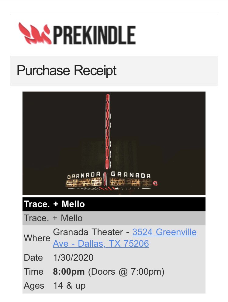 Walker_6895's tweet photo. Got them @realtracemusic @ImMelloMusic tickets. Starting 2020 off right. https://t.co/DNfw5fIqM7