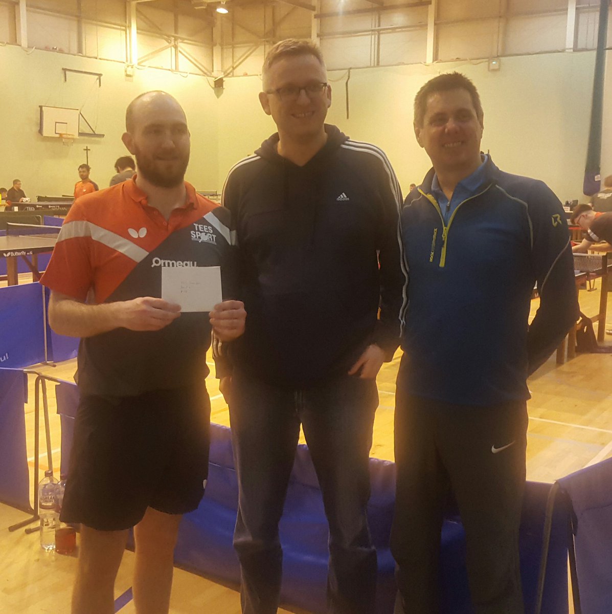 EdinburghTT's tweet photo. Band 2 winner (Phil Jamieson of @OrmeauTTC) and runner-up (Tam Lawlor) receive their prizes from Euan Walker at the Jarvis Edinburgh Open. @TableTennisScot https://t.co/QBqtI1nZVp