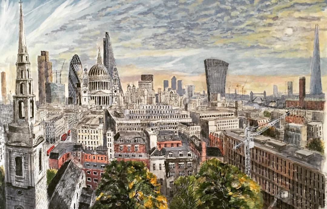 DKbermondseyboy's tweet photo. #Repost
Old and New London. St Brides church. This was a commission for a gift for a close friend. His 70th birthday present. Prints available #stbrideschurchfleetstreet #fleetstreet #cityoflondon #londontown #londoncity #drawingsoflondon #printsforsale #daviddownes https://t.co/VYxJLmrwHZ