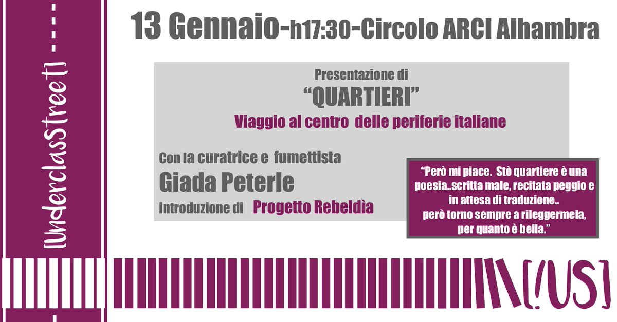 Lun 13G presentiamo Quartieri: viaggio al centro delle periferie italiane
tinyurl.com/uswumdj