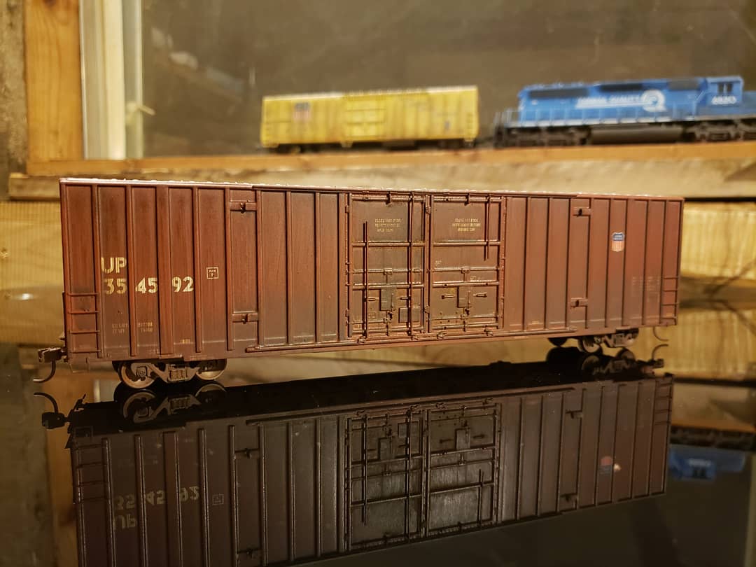 touch_model's tweet photo. https://t.co/Zd4dfTrt5m  Why not? Finally got around to weathering this #boxcar! @ModelRRAcademy @RailfanDepot @train_nerds @UnionPacific @AtlasRR #trains #modeltrains #modelrailway #modelrailroad #freightrain #freightcar https://t.co/MfW3Z8vzXK