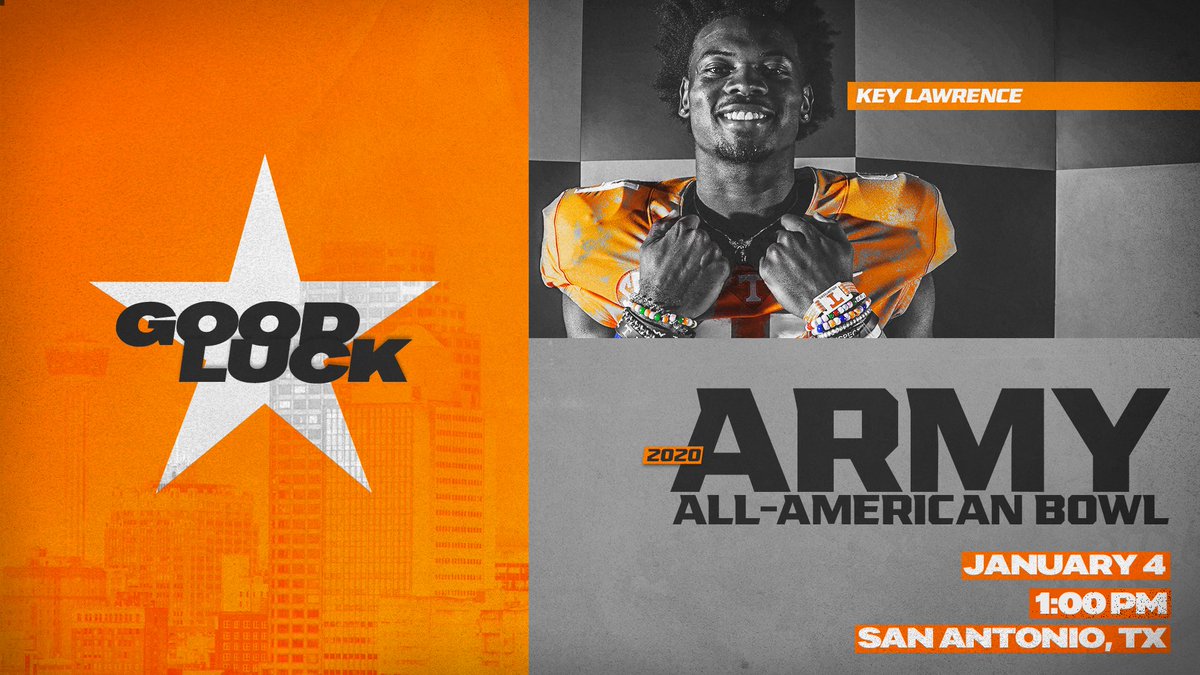 Vol_Football's tweet photo. Good luck to our #2THET0P signees today in the All American Bowl!

⭐️ @HBailey_05
⭐️ @KeShawn2x
⭐️ @901_sxvxge
⭐️ @Albright_26

#PoweredByTheT https://t.co/UuTWQmjD62