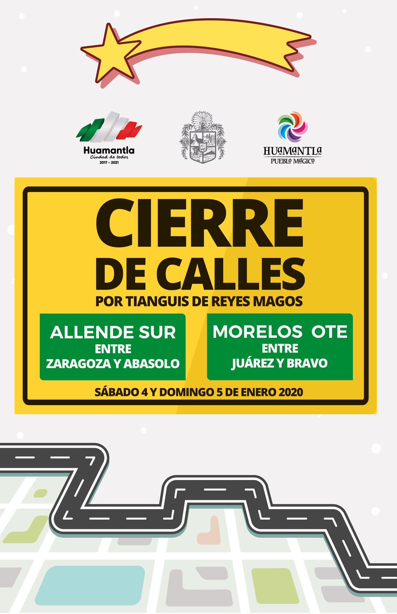 ⚠️AVISO IMPORTANTE⚠️

Con motivo del "Tianguis de Reyes Magos" este 4 y 5 de enero permanecerá cerrada la calle 🚧Allende Sur🚧 entre Zaragoza y Abasolo, así como la calle 🚧Morelos Ote🚧 entre Juárez y Bravo.

Agradecemos tu apoyo y comprensión.

#CiudadDeTodos