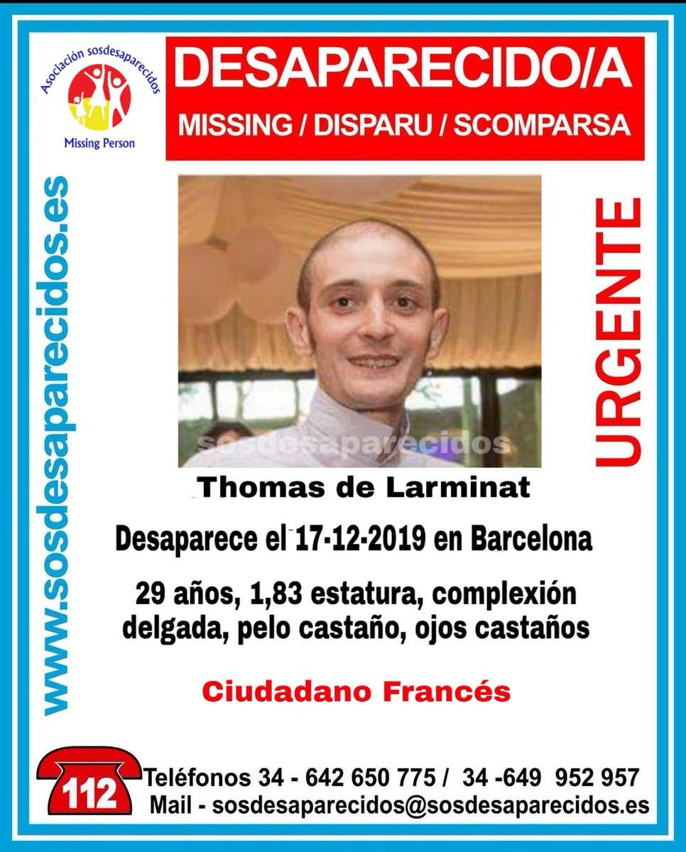 🆘️ #Urgente ⚠️
Este es Thomas, y ha #desaparecido en #Barcelona 
¿Lo has visto?
☎062
☎091
☎112
Dale RT, no te cuesta nada y puede ayudar mucho