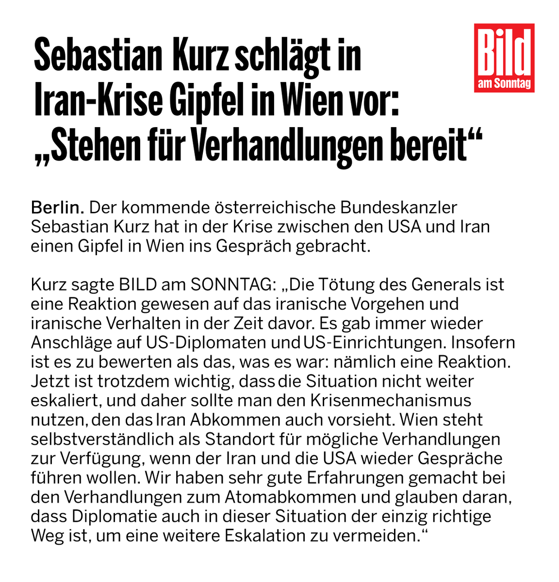 Iran-Krise: @sebastiankurz schlägt Gipfel in Wien vor
