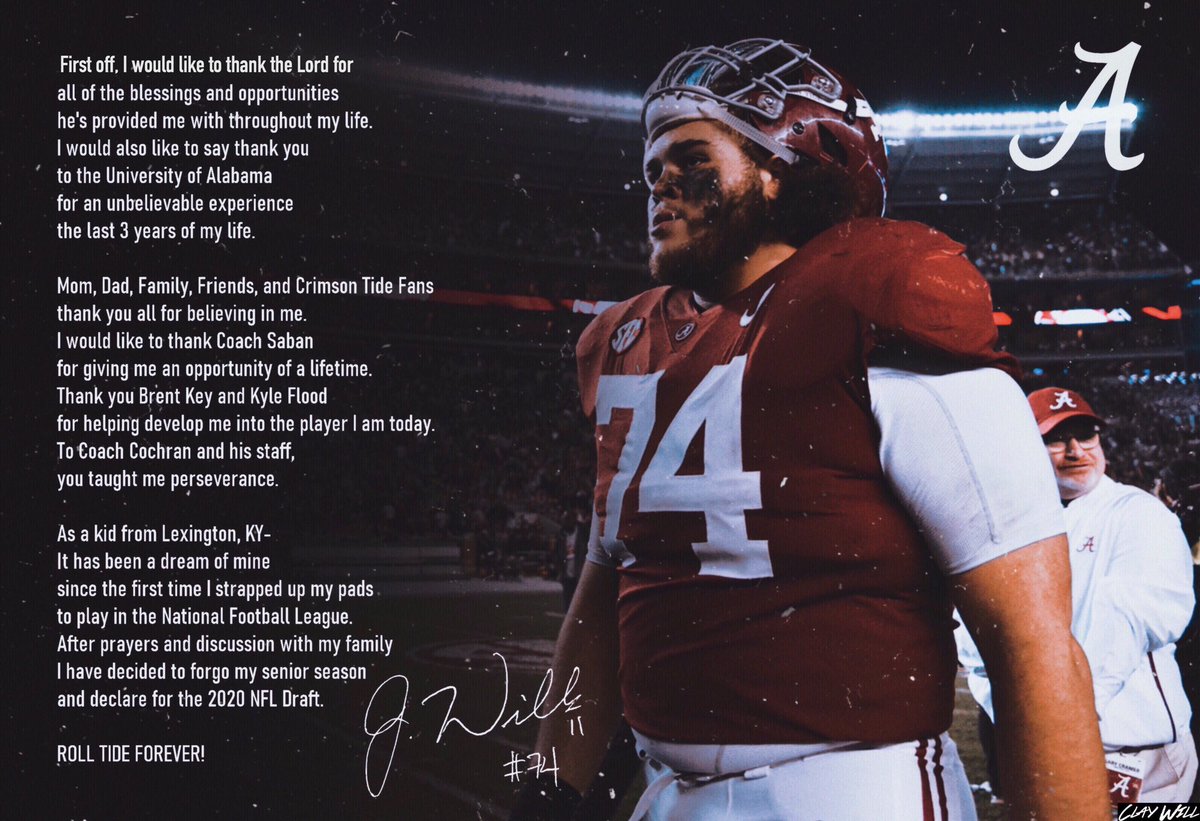 Star Alabama OL Jedrick Wills Jr. announces 2020 NFL Draft ...