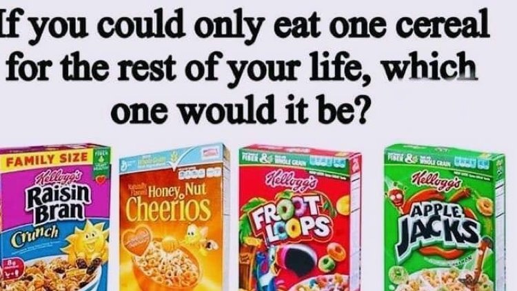 Captionable's tweet photo. If you could only eat one cereal... Play the game at https://t.co/jgZbfnmwyj! #SaturdayThoughts https://t.co/ntT4X10qI7
