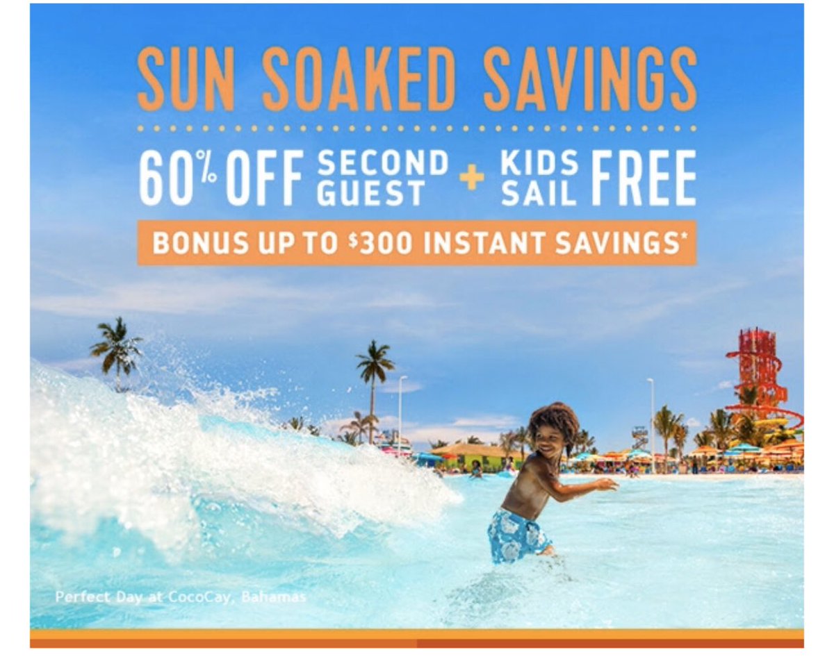 Infaith_Travel's tweet photo. Sun Soaked Savings Sale. Offer valid Jan 3 — 7, 20
COMBINE THE SAVINGS
Save 60% off your second guest.
SCORE MORE - Get up to $300 instant savings. KIDS SAIL FREE — Kids 12 and under sail free on select sailings. 
Up to an additional $100 instant savings on Alaska sailing https://t.co/9VJnLqNtPI
