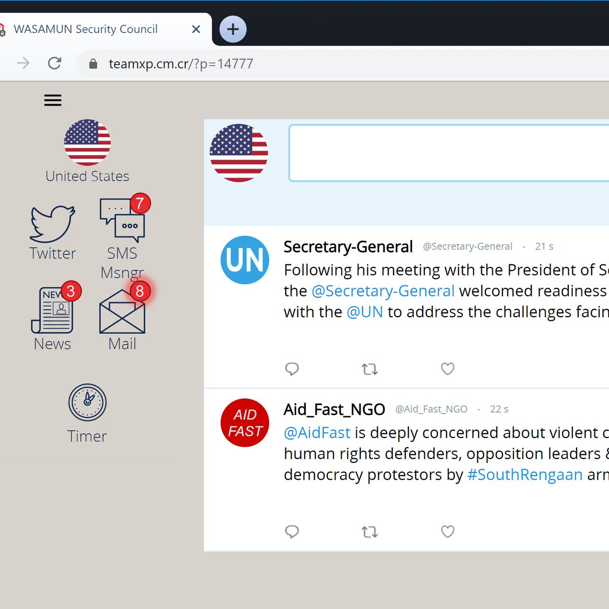 WycombeMUN's tweet photo. Sneak peek of our Security Council crisis simulation at #WASAMUN powered by Conductrrβs brilliant TeamXP #transmedia software. Huge thanks to @robpratten
#WycombeAbbey #WycombeAbbeySchool #GirlsJustWantToHaveMUN https://t.co/Ig75EgiH5E