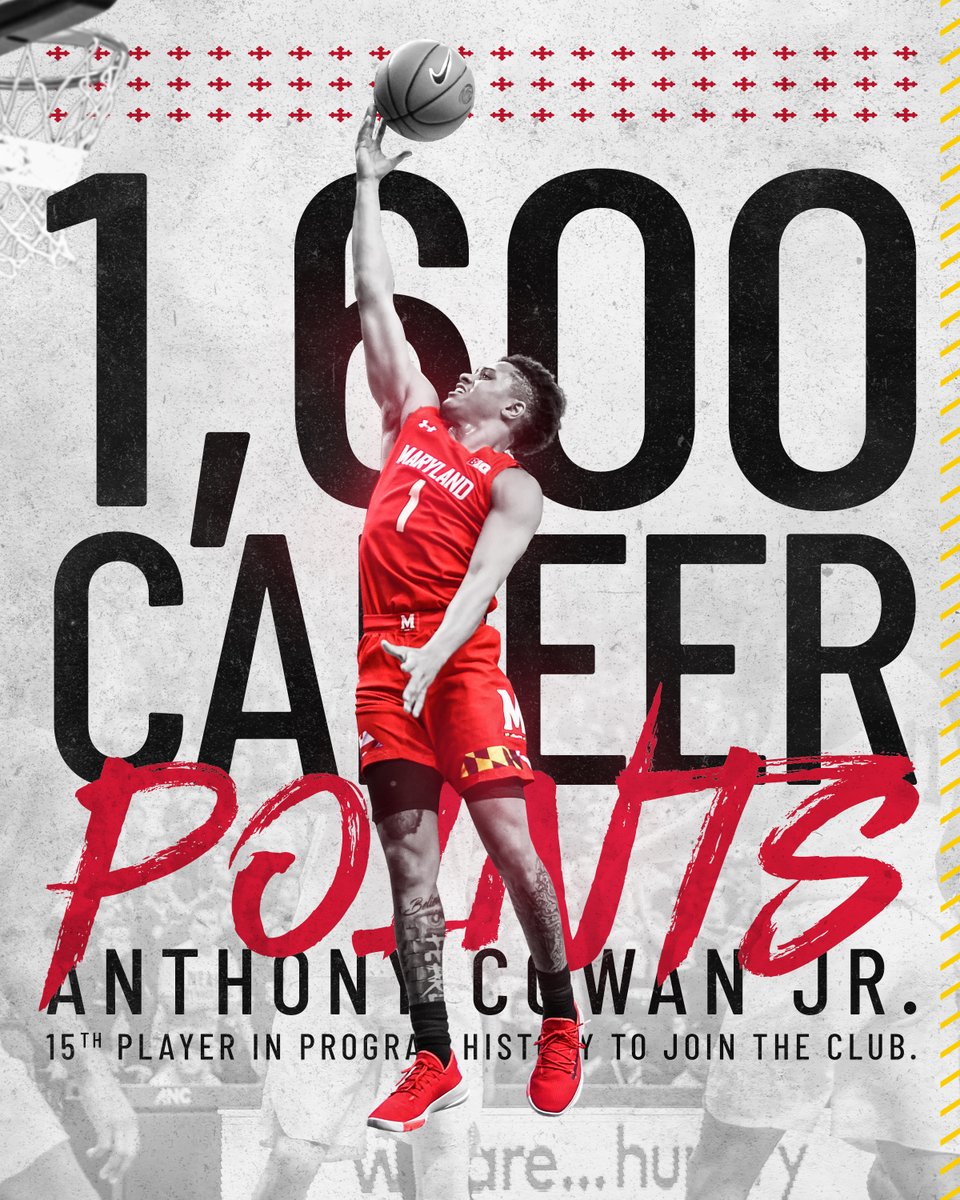 TerrapinHoops's tweet photo. THAT STEP BACK!

That makes @AnthonyCowanJr the 15th player in Maryland history to reach 1,600 career points

#FearTheTurtle https://t.co/Jracnneeul