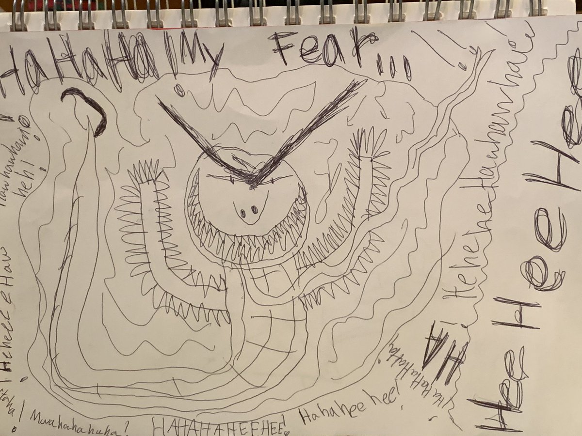 carrie_k's tweet photo. Day 3 #30SAL challenge: Fear. The girls joined me for this one. https://t.co/miLYeJYKm7