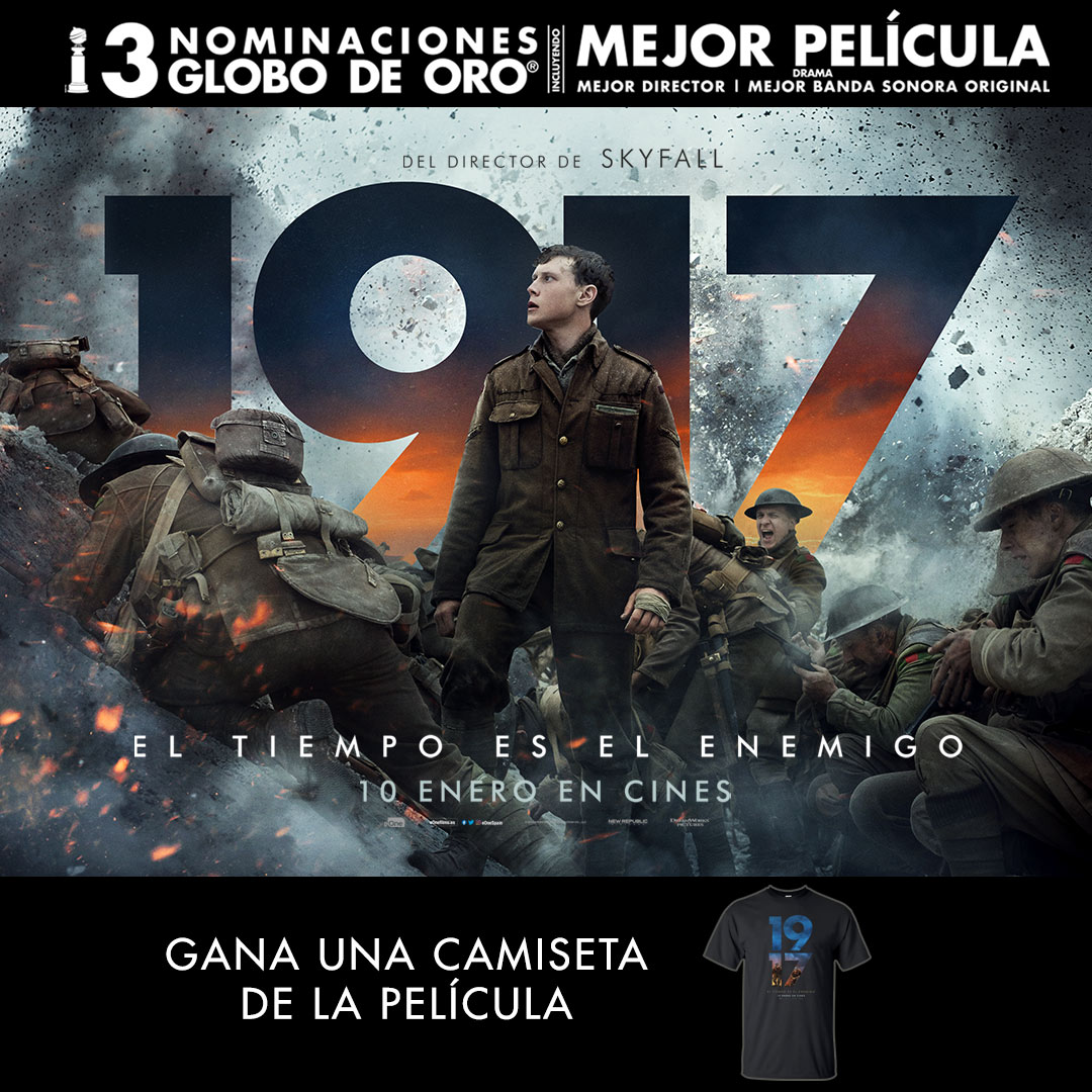 CONCURSO - Sorteo de camisetas de la película '1917'.

Cómo participar:

1⃣ Ser seguidor nuestro en Twitter.
2⃣ RT este tweet.

Más info trailersyestrenos.es/concurso-sorte… #1917LaPelícula @eOneSpain