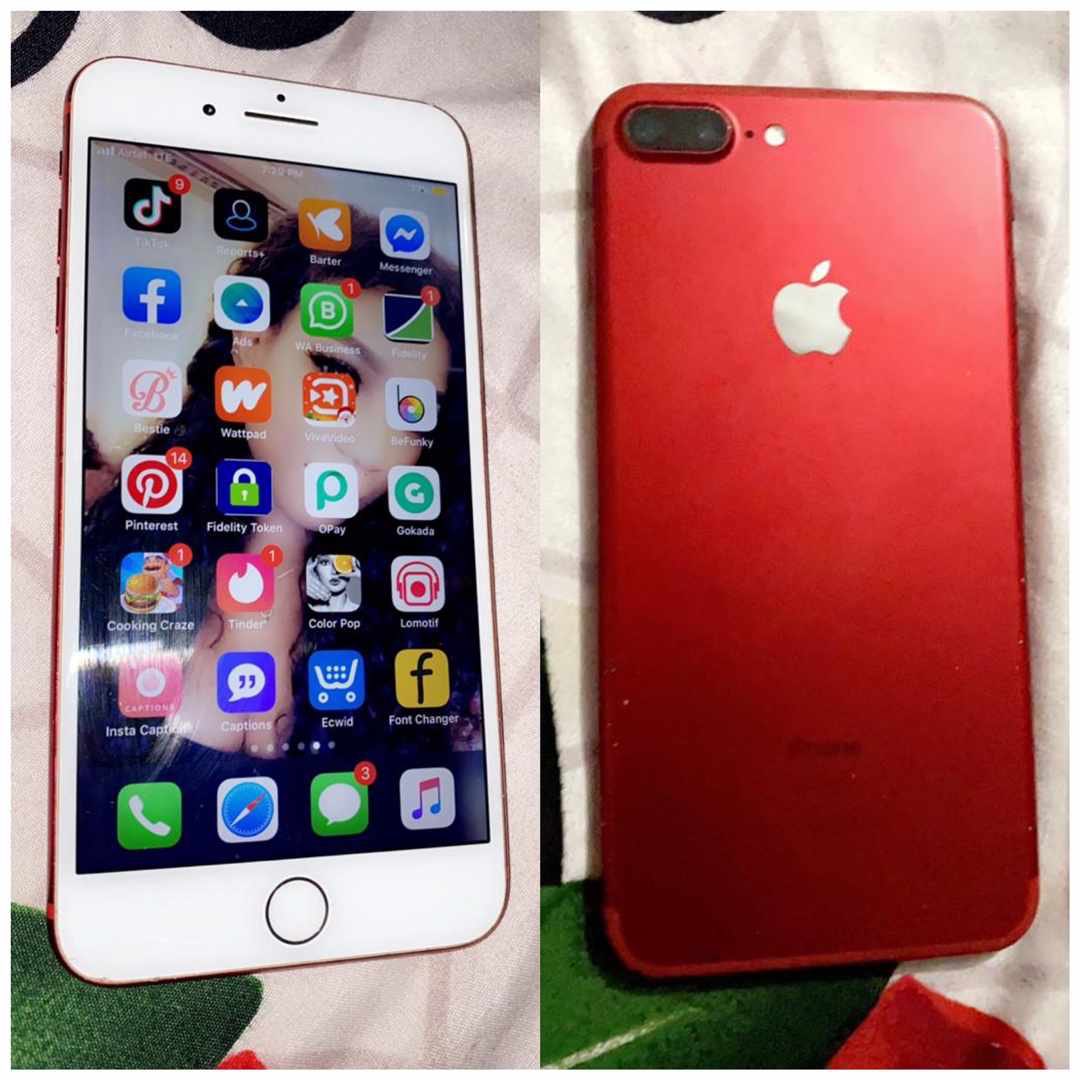 Aliceolutusin's tweet photo. A very clean red iPhone 7 + 256gb for sale @ #110k... feel free to send a DM  . Don’t send a DM if you are not interested. Retweet plz 🙏 https://t.co/zJFjKO6deQ