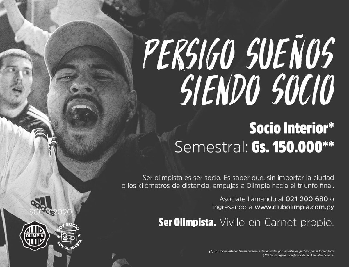 OlimpiaSocios's tweet photo. #SoySocioAyudoAlOlimpia 💪

¡OLIMPIA ES PARAGUAY! 🇵🇾

Hacemos correr la voz. Empujemos al #Expreso y peleemos TODOS JUNTOS.

No importa la ciudad, no importan los kilómetros...

Socio Interior: 150.000 Gs (Semestral).

#Olimpia2020 #HaceteSocio ⚪⚫⚪ https://t.co/dcXTfkvirS