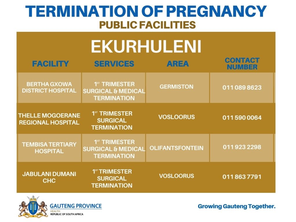 Abortions clinic in Ekurhuleni.  @GautengHealth  @City_Ekurhuleni  @HealthZA  @BerthaGxowa_H #AbortionIsAWomansRight