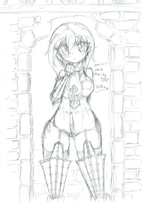 #うちの子 #ヘルミーネ・トレーガー #パンツァープッペ #オリジナル #創作 #メカ #義手 #パワードブーツ #アナログ #カールに手袋プレゼントまであと3秒 #オリキャラ #創作キャラ #アナログ絵  #落書き 