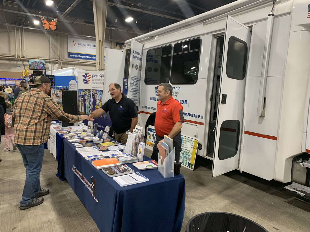 PANationalGuard's tweet photo. Our Army and Air National Guard recruiters and the Pa. Department of Veterans Affairs are all set up this week in the Expo Hall at the #PaFarmShow.  #FarmShow2020 https://t.co/haFTrOCNCL