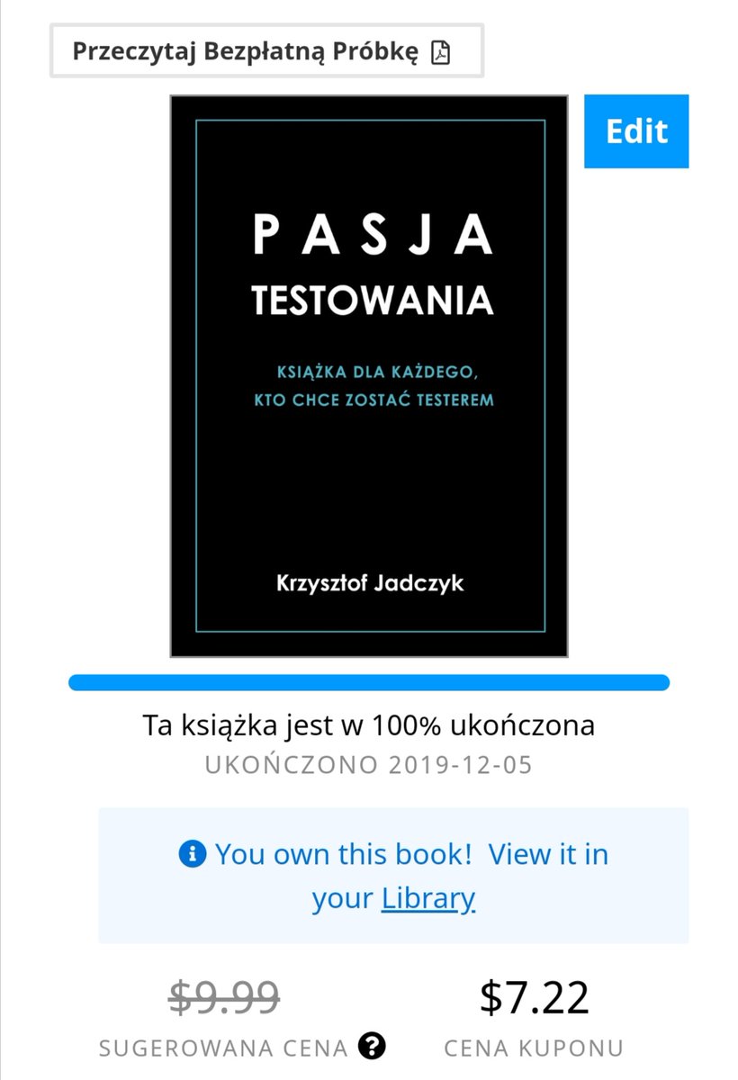 JadczykBugfree's tweet image. Promocje jeszcze trwają na Ridero i leanpub. Warto skorzystać z okazji.

leanpub.com/pasjatestowani…

ridero.eu/pl/books/pasja…