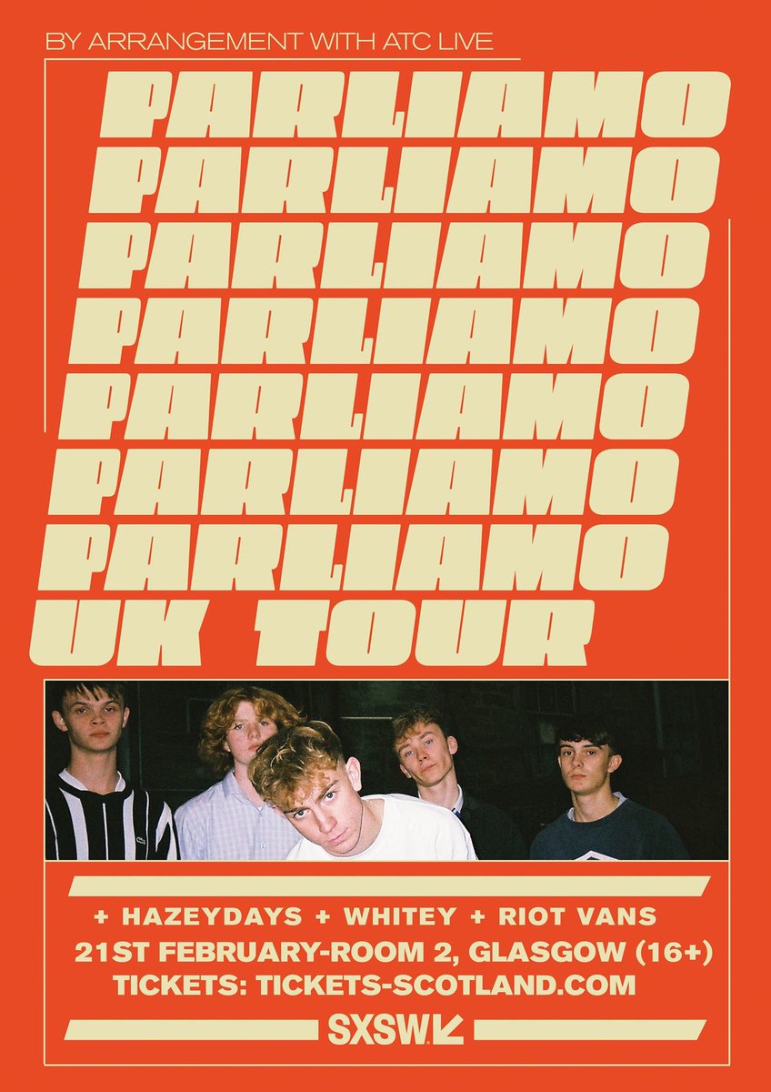 Buzzing to announce our next show will be with our boys Parliamo, Friday 21st of February! 

It’s a fundraising show to help the boys get themselves to America 🇺🇸 

Tickets - tickets-scotland.com/parl4