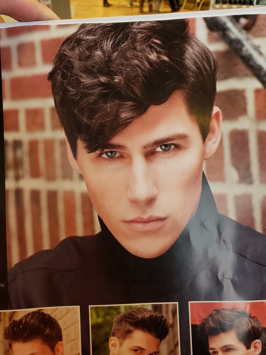 mr_ambiguity's tweet photo. Getting haircuts with my two boys, looking through the book when I saw a photo of @darrentill2 back when he was a hairstyle model.... you slick fucker you... https://t.co/TjcJepNxKT