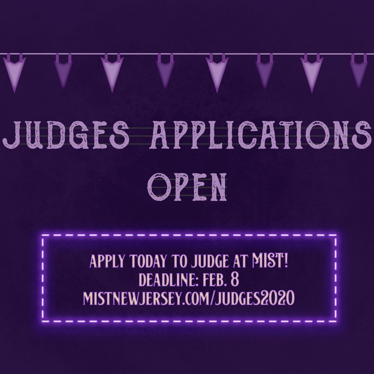 mistnj's tweet photo. Want to be a judge for the best tournament ever ?! (I know you do🤩). Fill out the application by February 8th! #mistnj2020 #getmistified https://t.co/DkZGCMunEH