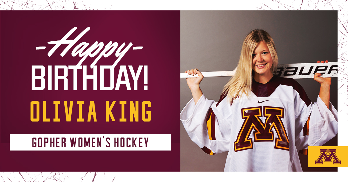 GopherWHockey's tweet photo. Game day birthdays are the best birthdays. HBD to #Gophers freshman goaltender @oliviaking01! 🥳 https://t.co/GcBMDA1cI2