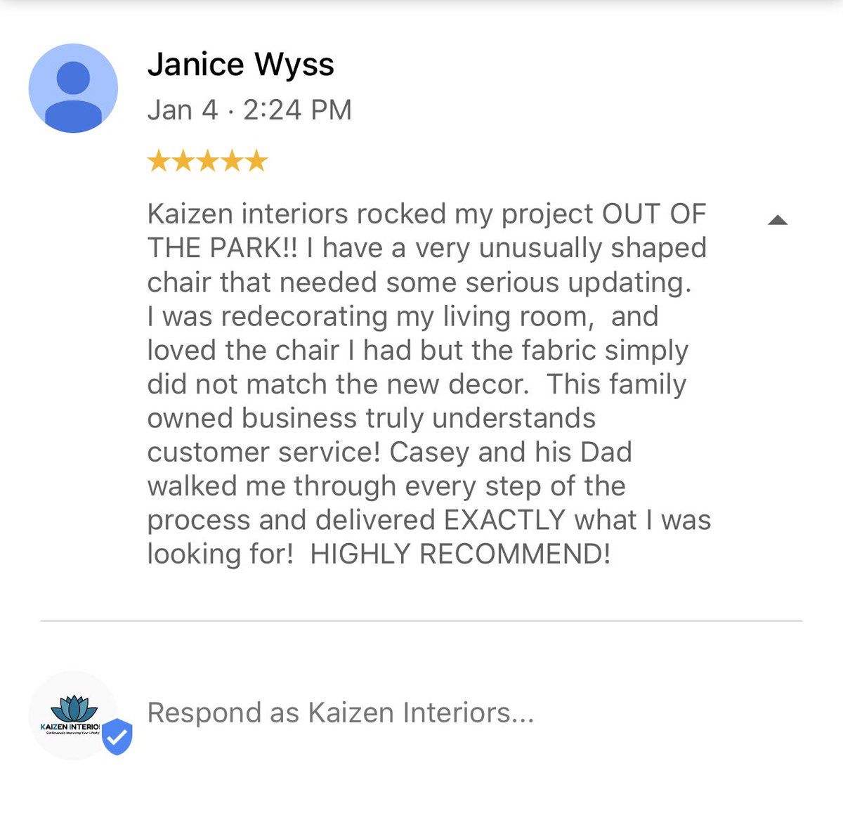 KZI_AZ's tweet image. Beautifully reupholstered chair delivered, smile on client’s face also delivered. #kziaz #upholstery #smallbusiness #furniture #chair #5starreview