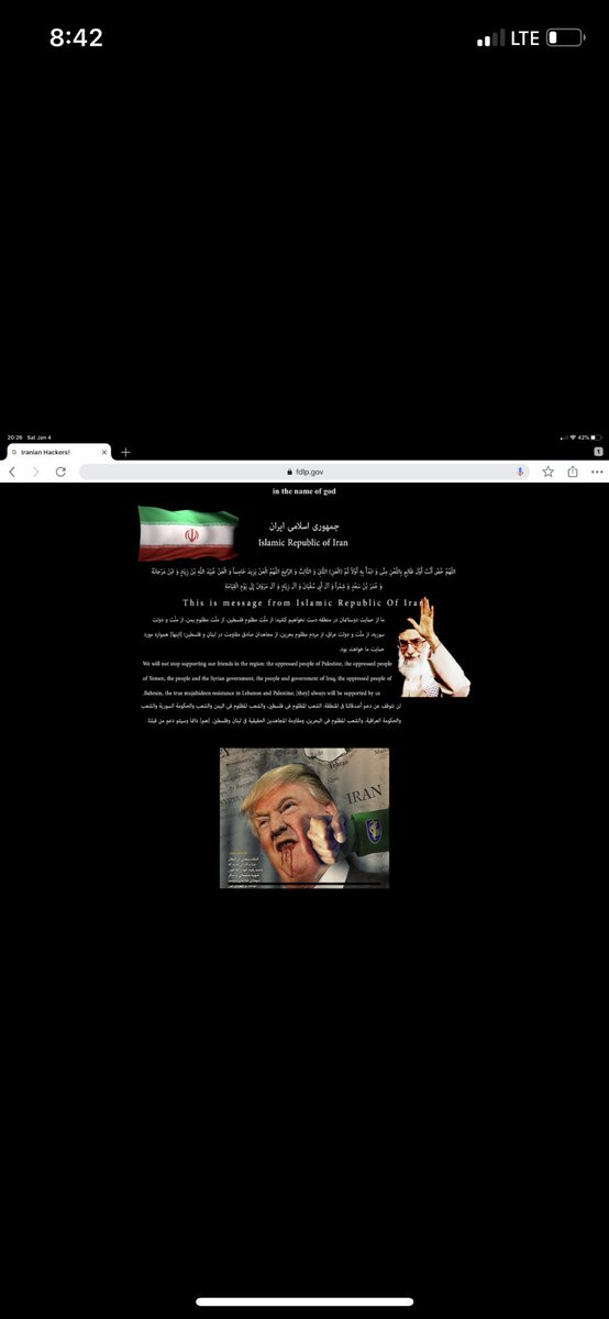 #BREAKING: Hackers claiming to be from Iran take control of a U.S. government website dedicated to the Federal Depository Library Program. Fdlp.gov