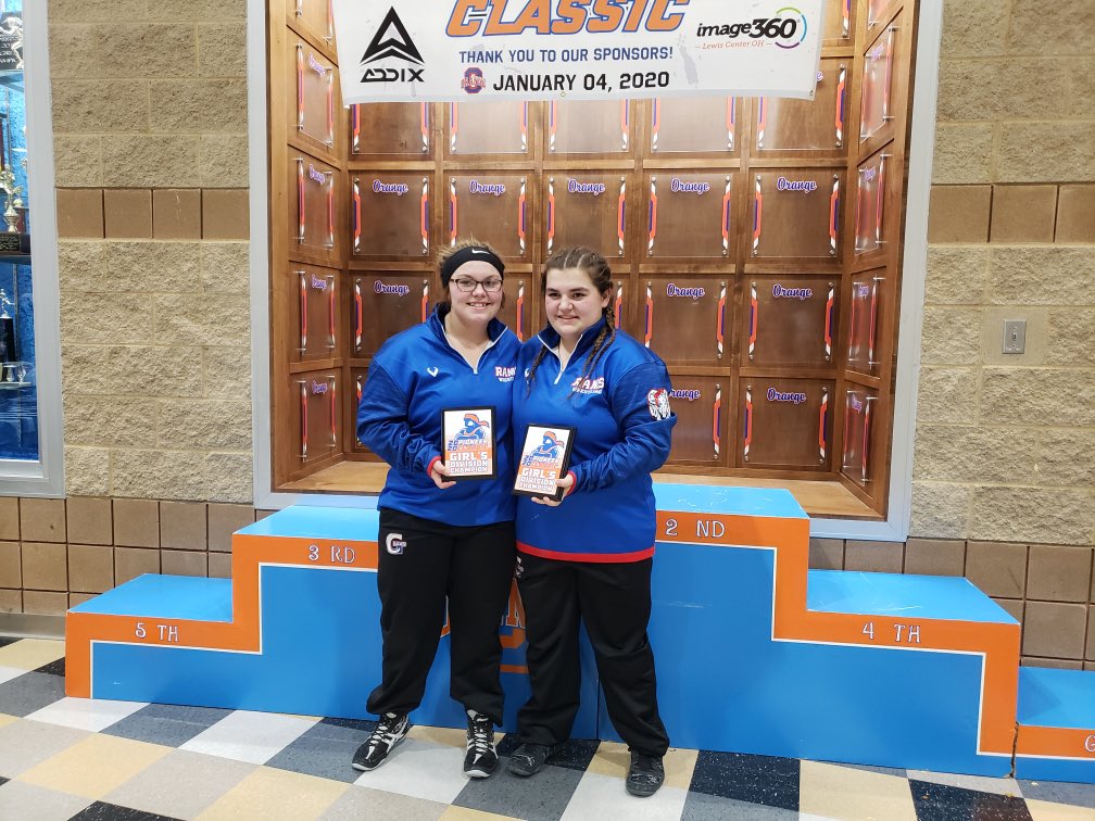 GHS_CoachMatt's tweet photo. Congratulations to Ellie and Karlie, each finishing 1st at the Olentangy Orange Girls Tournament. #RamPride https://t.co/q3DDzRHF1m