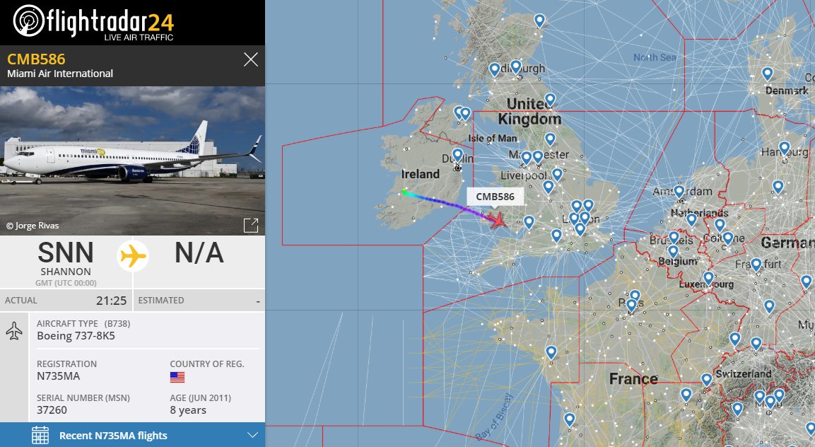 Gerjon_'s tweet photo. Here's a Miami Air International's N735MA #CMB586 flying Pope Army Air Field - Gander - Shannon - ...? and is now probably heading to #Kuwait for #Iraq 82nd AW deployment - may be the one seen in the video below.

Thanks to @stedur93
https://t.co/0IqpH7z76L https://t.co/gReaNYU6l2